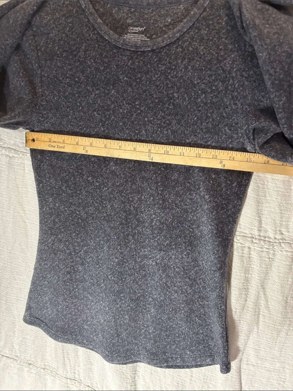 Cuddl Duds Fleecewear with Stretch Long Sleeve Crew Top Charcoal Heather Small